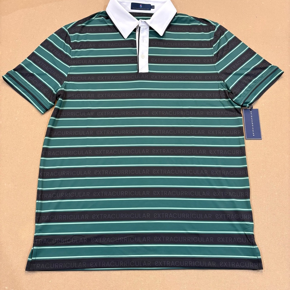 Extracurricular Men’s Flex Polo Green Extra Stripe Size Medium NWT